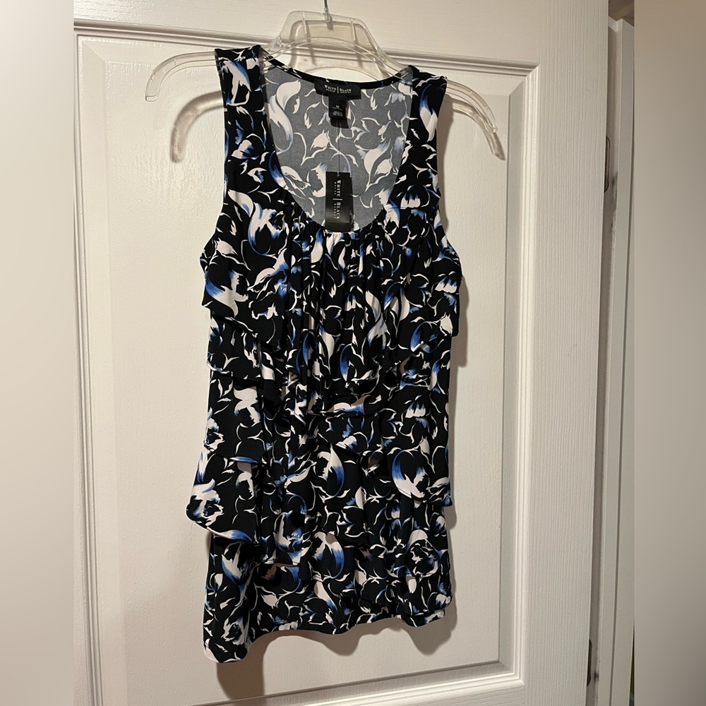 WHITE HOUSE BLACK MARKET DRESSY LAYERED SLEEVELESS TOP SIZE MEDIUM NWT!